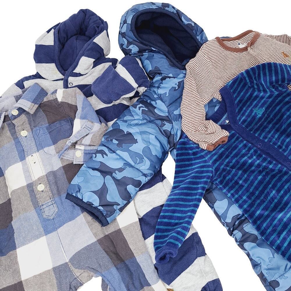 Baby Gap Boy Winter 5 pc Lot 3-6 mos Bunting Snowsuit Footie Pajamas Romper Blue